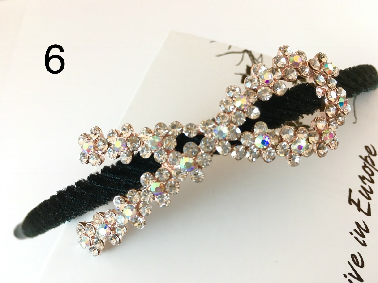 Skinny Black Headbands w/ Multi-Unique Shinny Crystal Designs (6 Options)