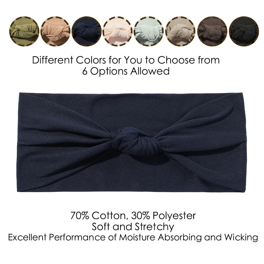 8 Pack Non-Slip Knotted Headbands for Women – Boho Wide Elastic Hair Wraps for Y