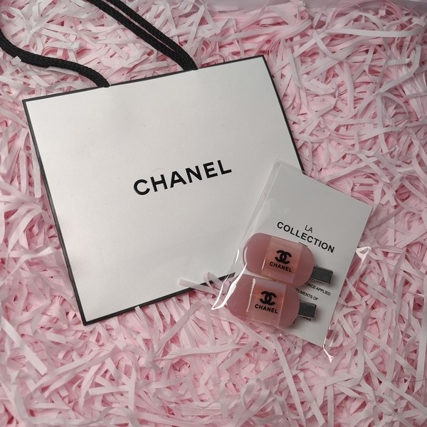 Pink Square Snap Hair Clip Set Glossy Printed Hair Accessories
