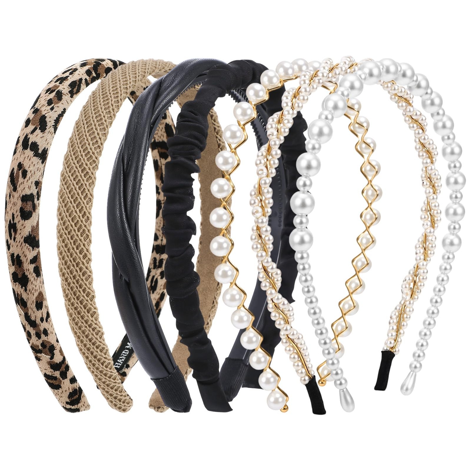 Pearl Headbands for Women Non Slip Elegant Hair Bands Set Padded Styles 7 PCS