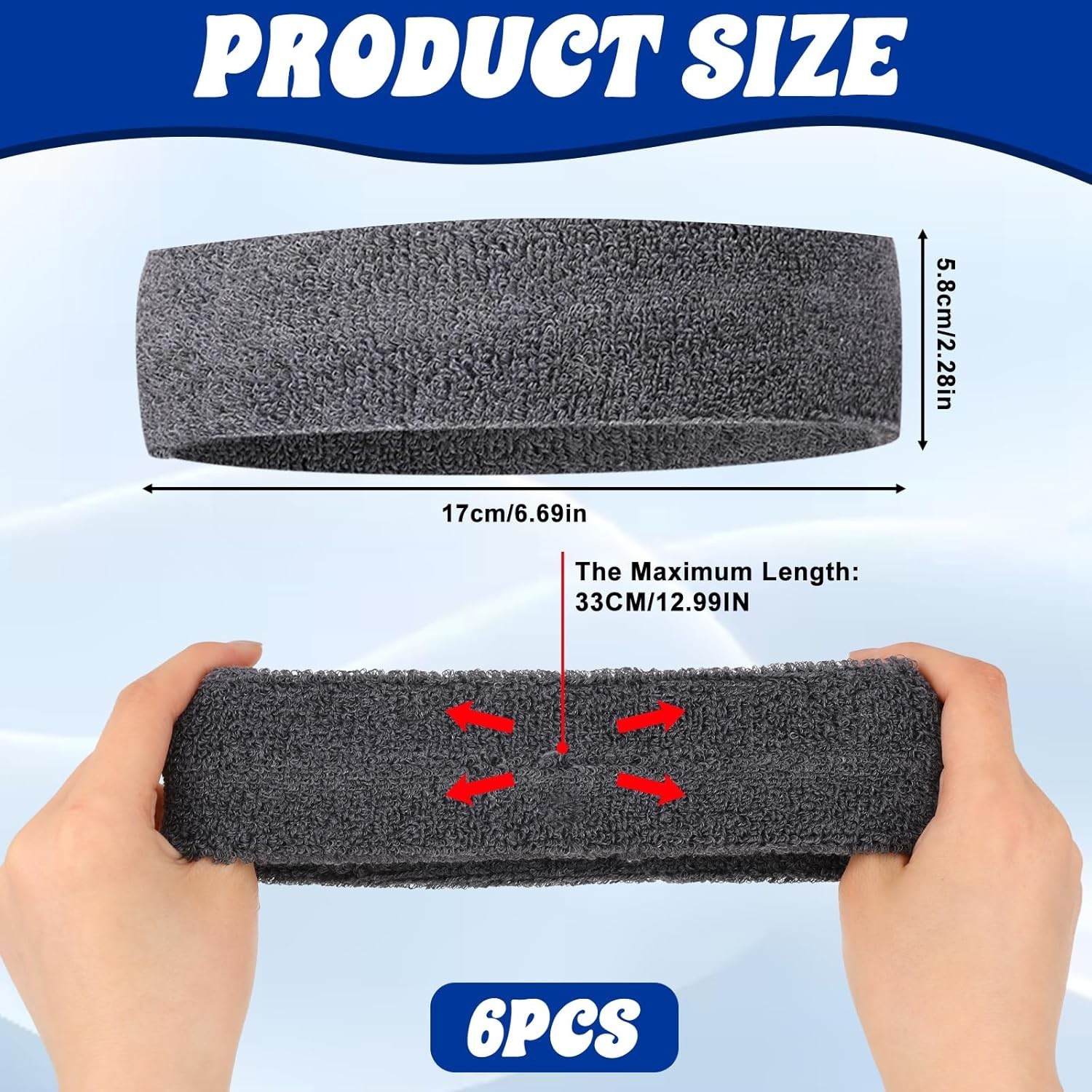 6pack Sports Headband Yoga Gym Sweatband Women Men Hair Bands Same Day Shipping