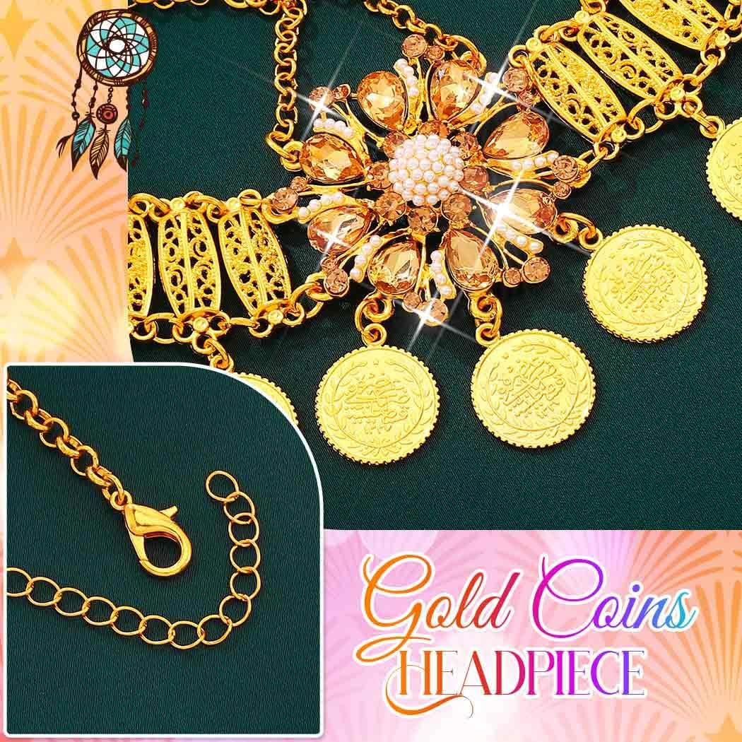 Gold Head Chain Jewelry Coins Boho Headpiece Festival Costume Hair Accessories f