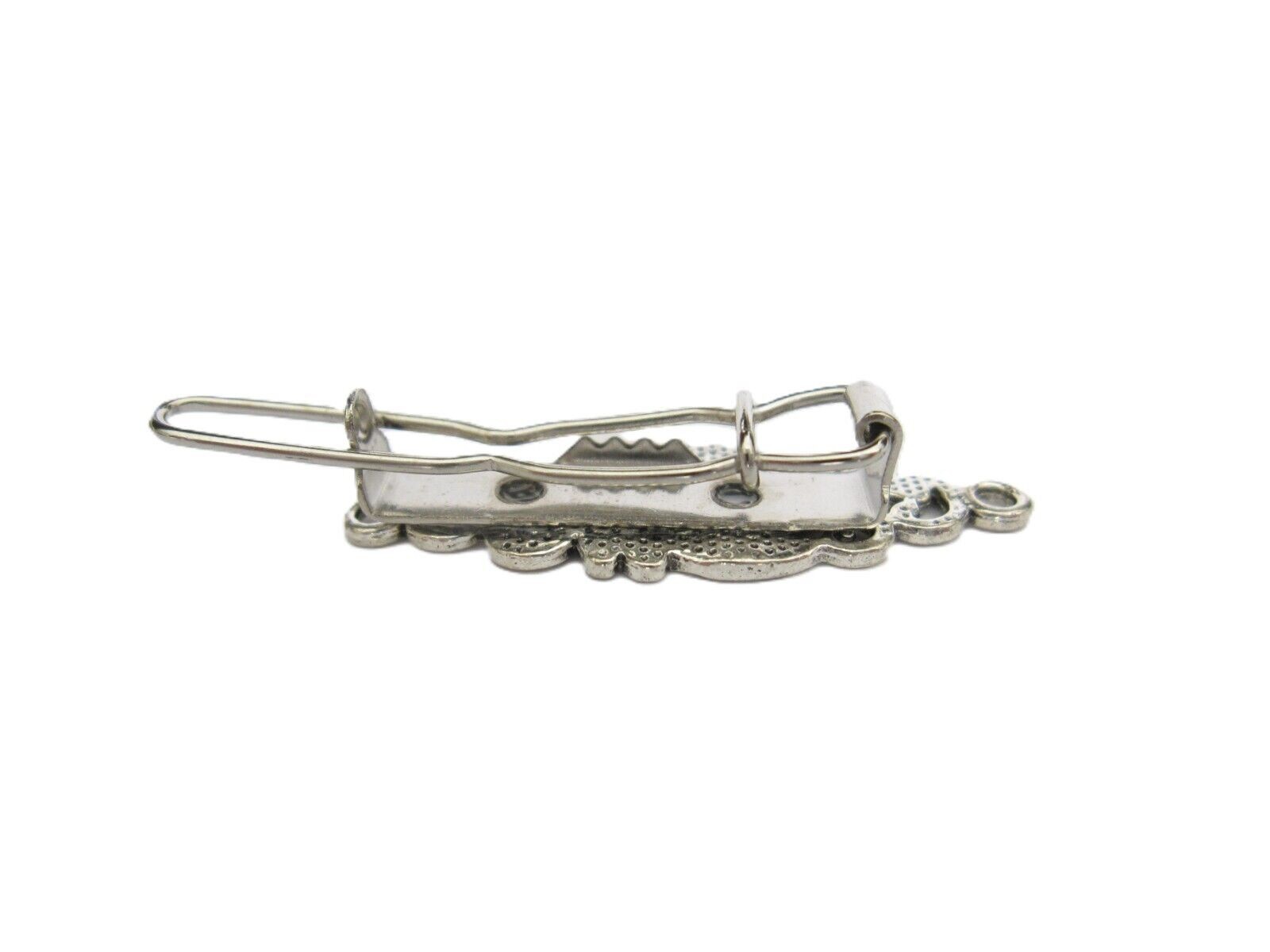 2 extra tiny small silver metal filigree barrette hair clip fine thin hair