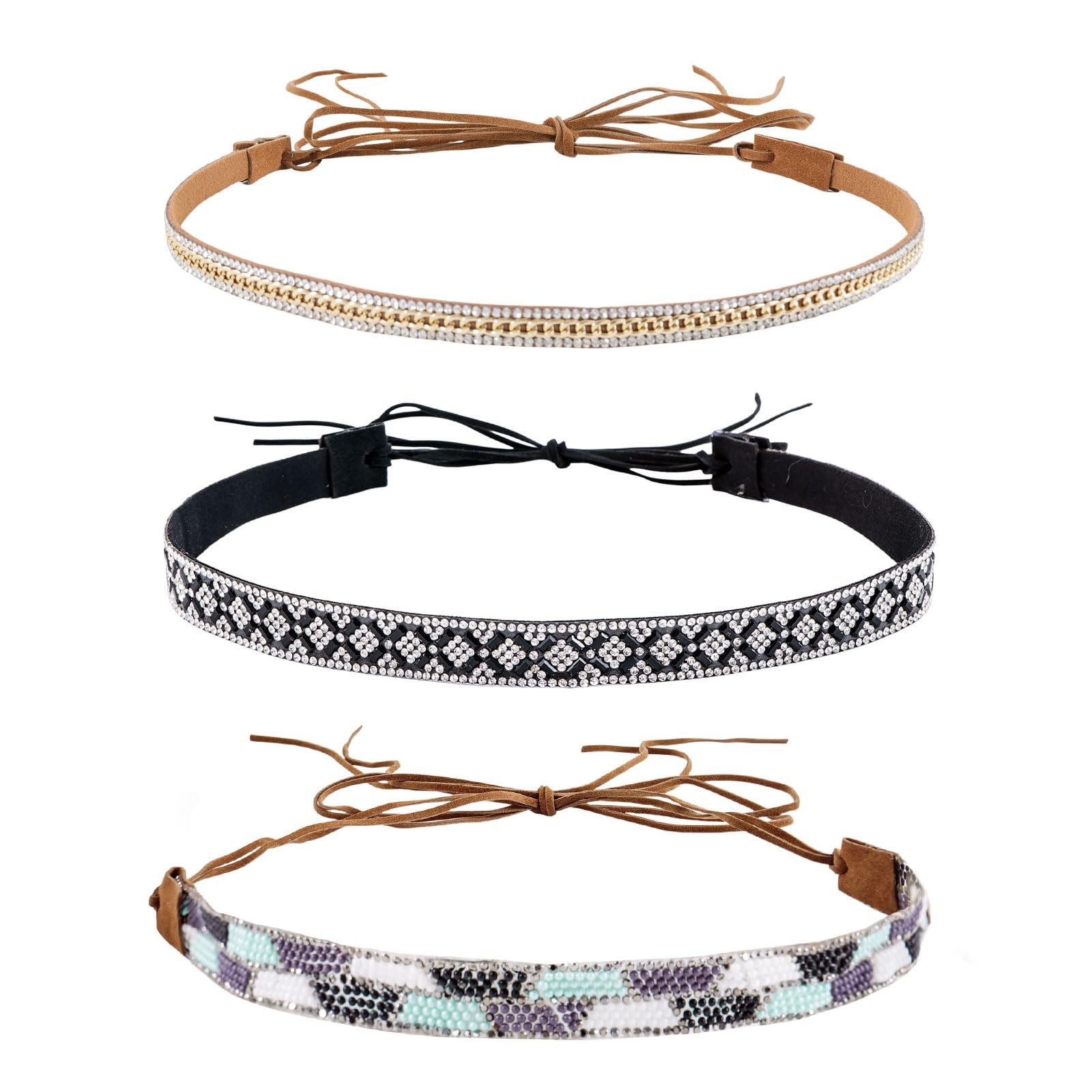 DOCILA Cowboy Hat Bands Women Men, Western Rhinestone Beaded Hat Belts, Count…