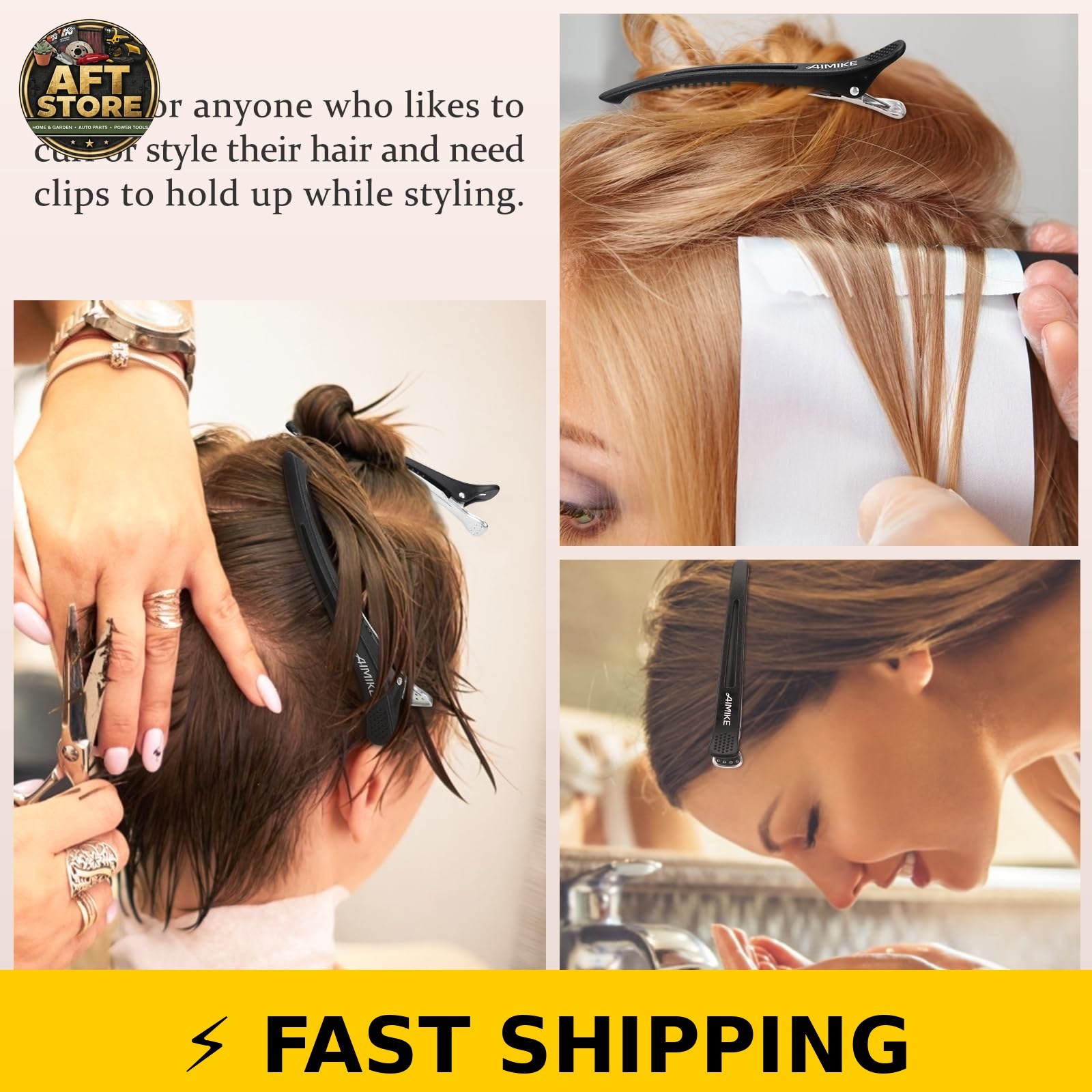 AIMIKE 6pcs Non-Slip Hair Clips – Black Duck Billed Styling Clips
