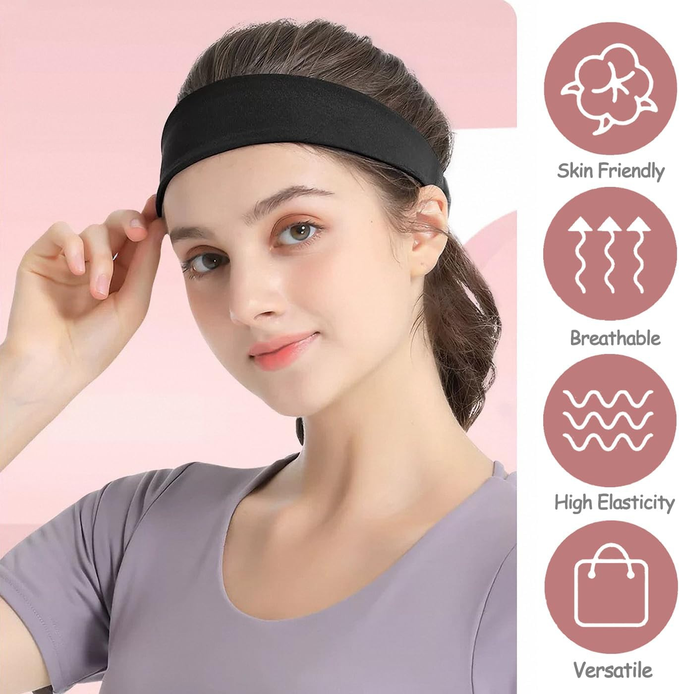 Headbands for Women Non Slip, 9Pcs Soft Elastic Hair Bands for Women’S Hair, Fas