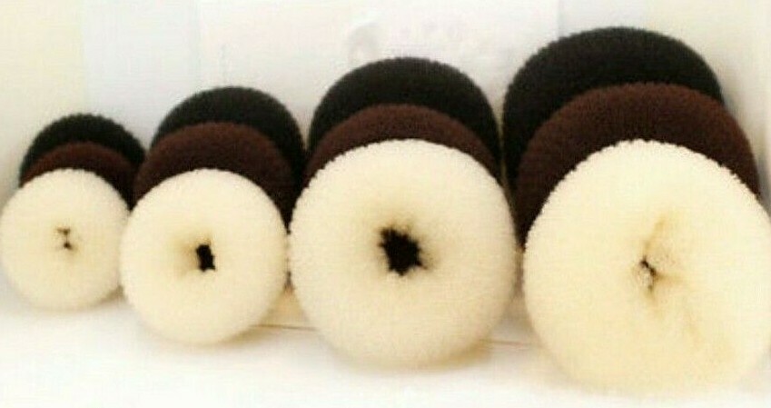 2 Pcs Hair Donut Bun Maker Ring French Roll Brown, Black and Blond S M L Dance