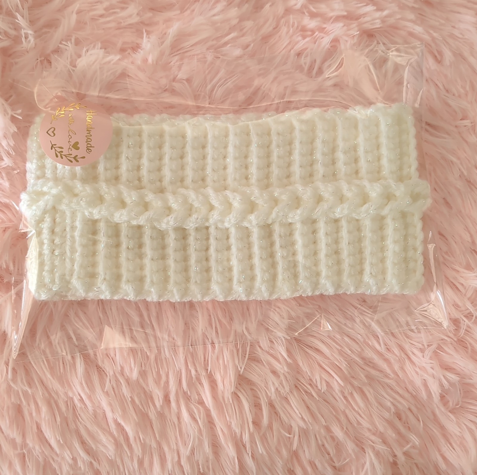 Handmade White Crochet Yarn Eco-Friendly Women’s Headband