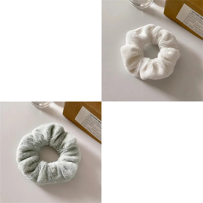 1/3pcs Winter Warm Soft Hair Scrunchies For Women Girl Fluffy Plush Elastic Ha