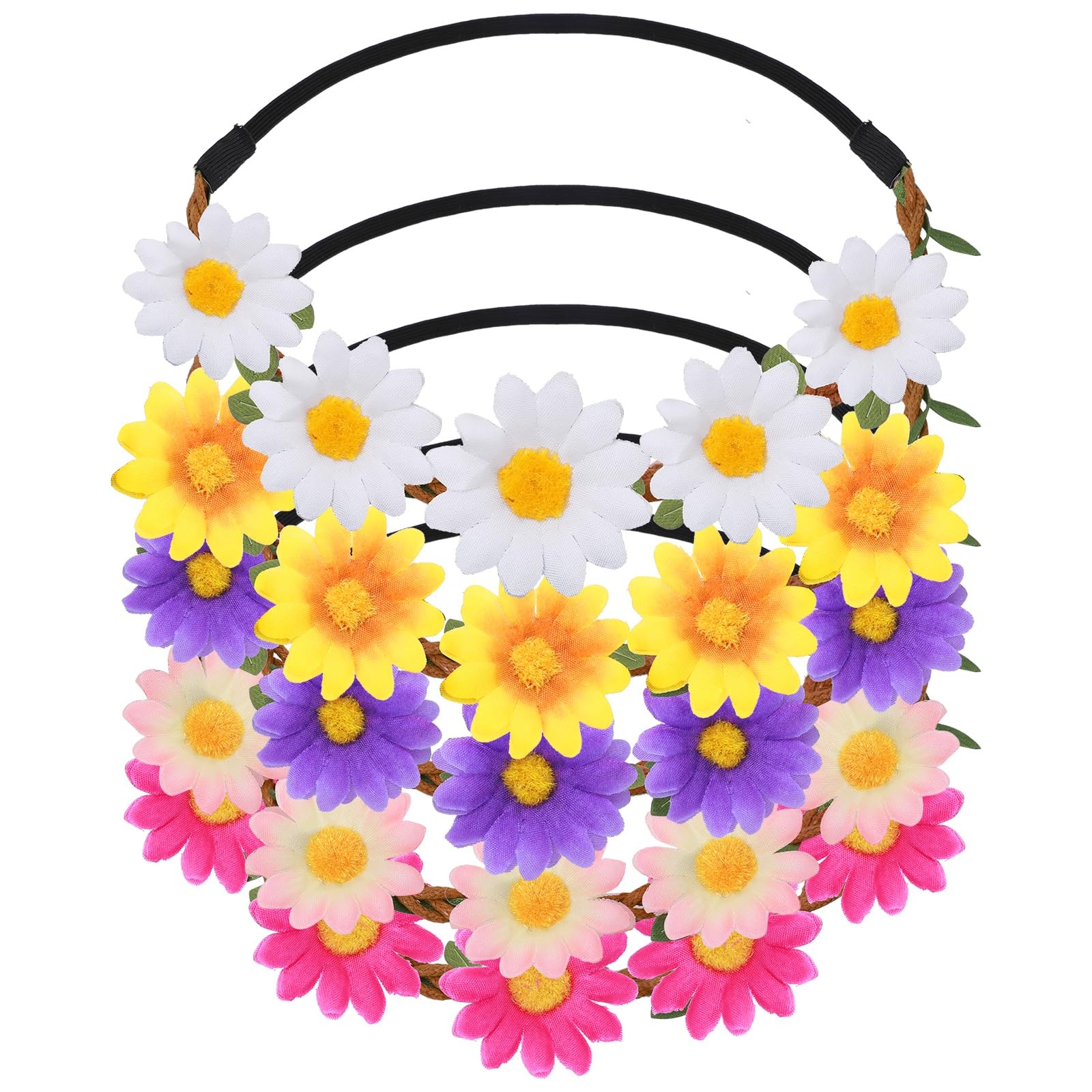 5PCS Daisy Flower Hippie Floral Headband Fashion Floral Crown Fairy Headpiece…