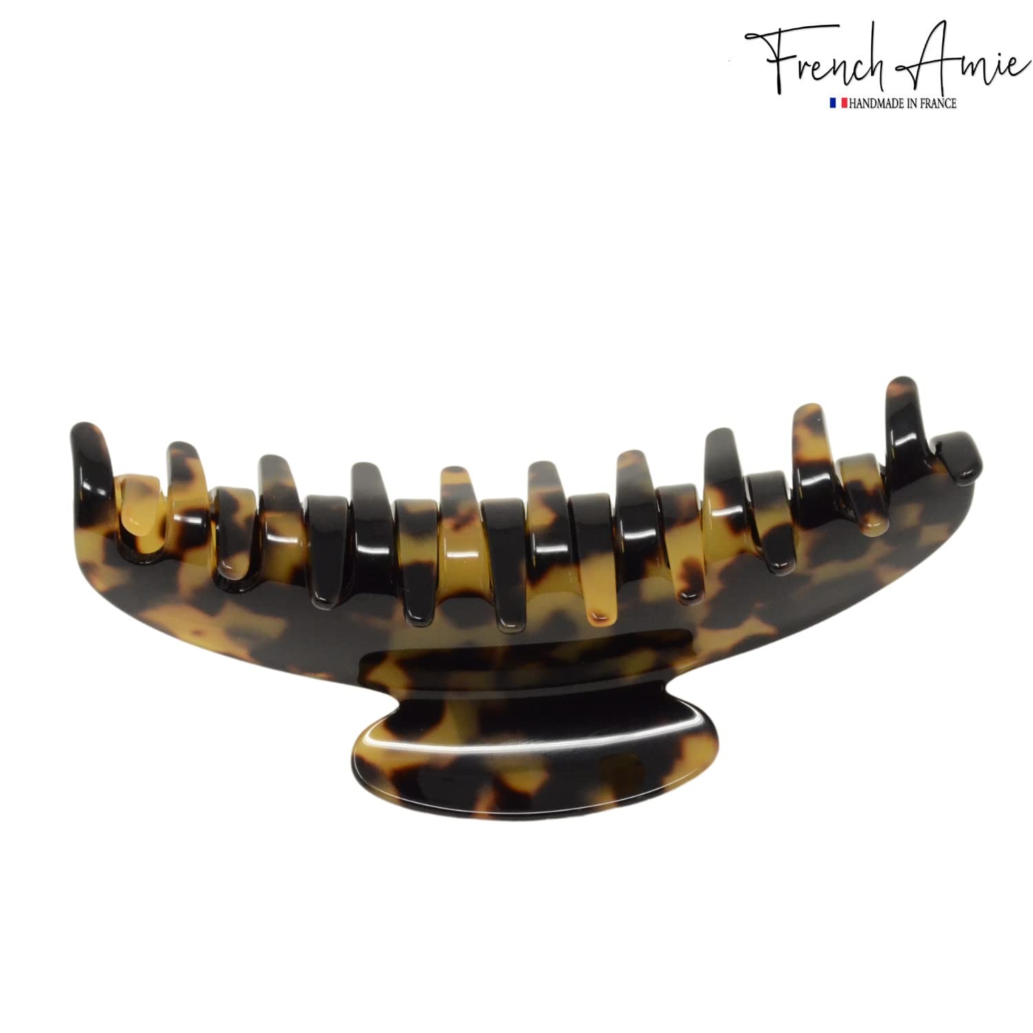 French Amie Contour Large 4 ¾” Celluloid Handmade Jaw Hair Claw Clip for Women