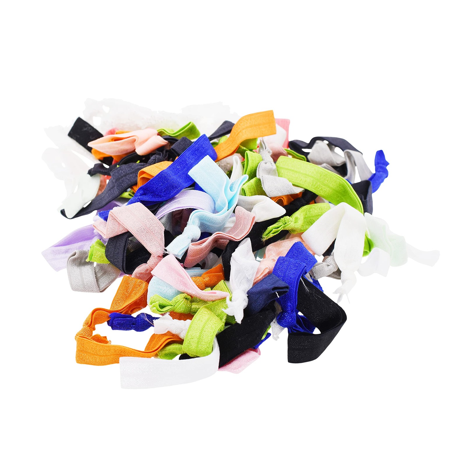 No Crease Ribbon Hair Ties for , 100 Pack Knotted Fold Over Elastic Cloth Pon…