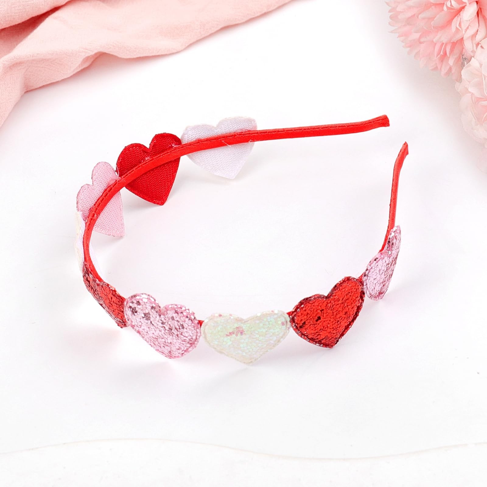 Valentines Day Glitter Hearts Headband Girls Cute Heart Headband Red Pink Cup…