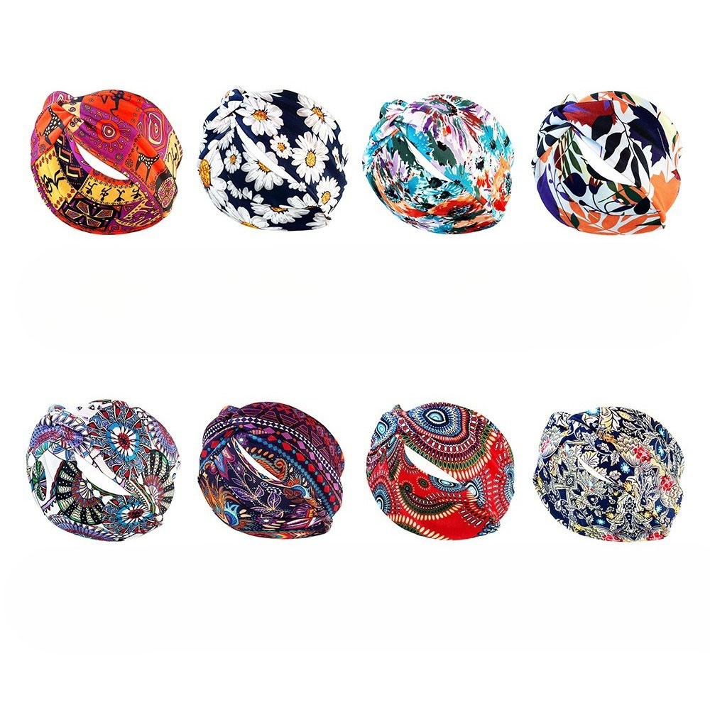 6 Pack Women’s Elastic Headbands Boho Style Soft Hair Wraps for Daily Fitness