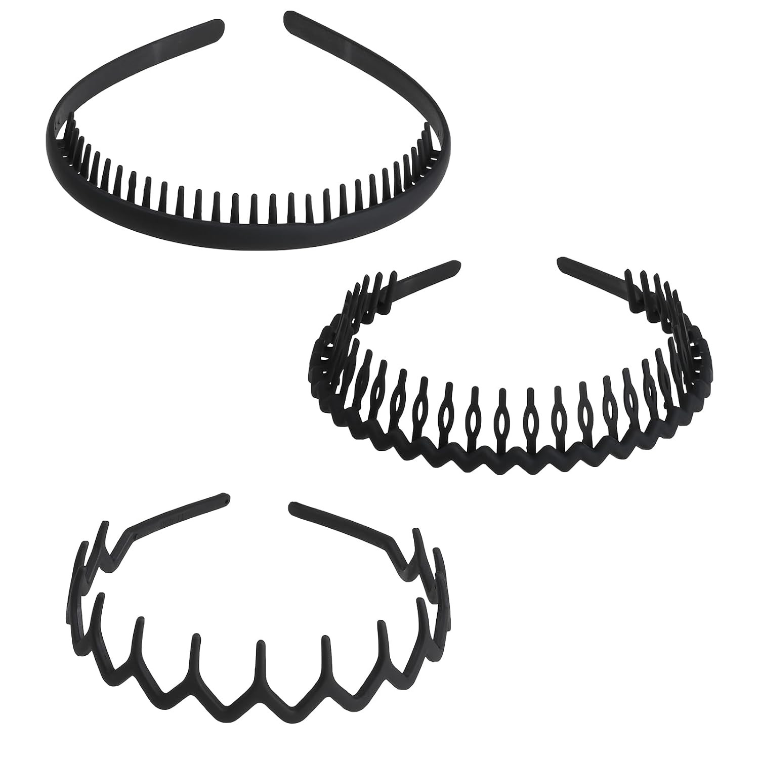 WLLHYF 3 Pieces Sharks Tooth Hair Comb Plastic Non Slip Headband Wavy Teeth Hair