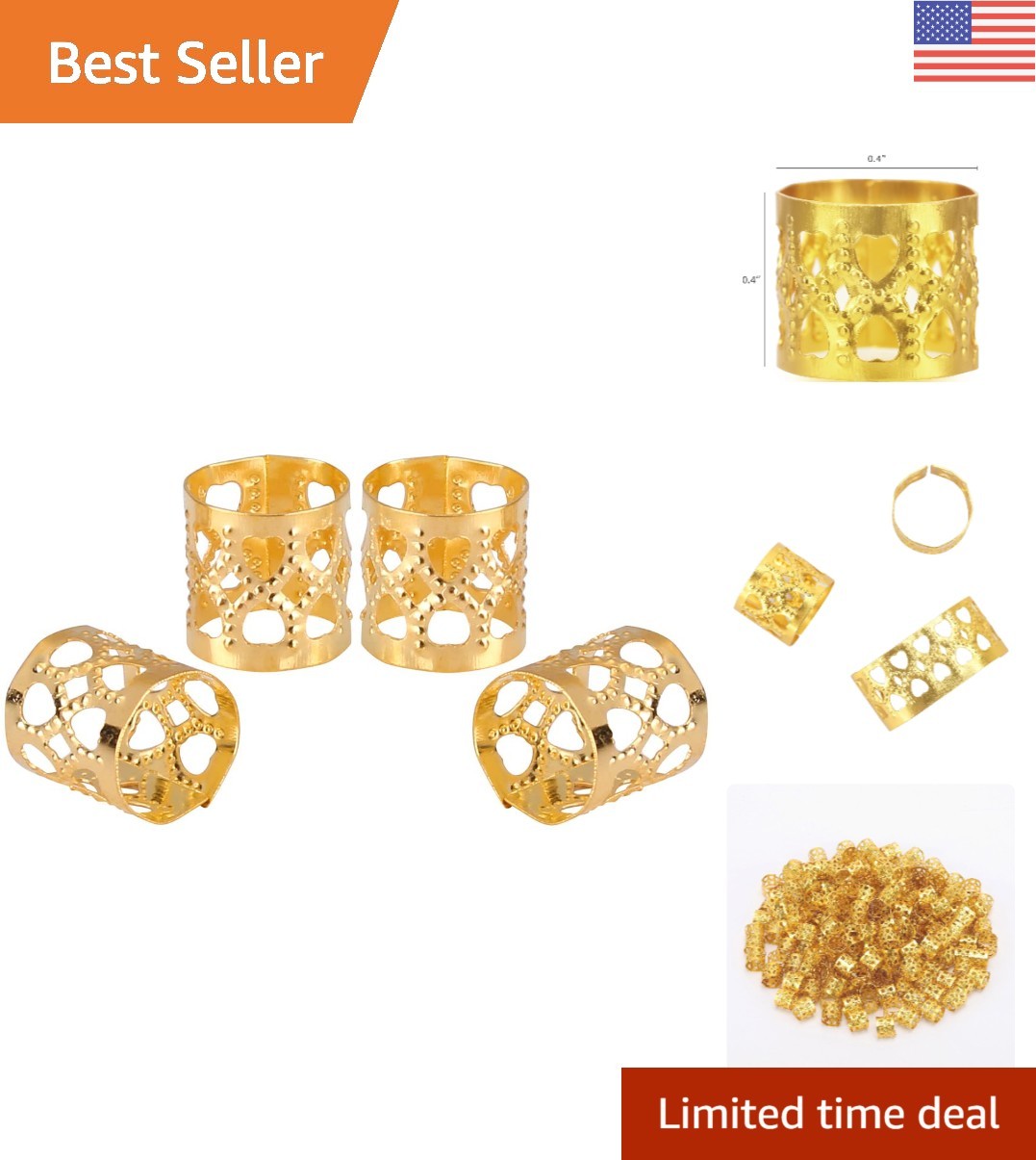 Unique 200-Piece Braid Rings – Etched Metal Cuffs Perfect for All Hairstyles