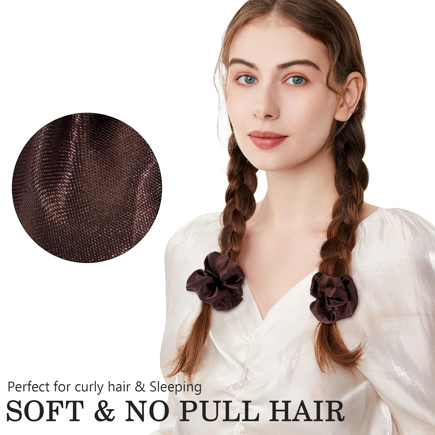 Satin Scrunchies for Women & Girls – 60 Pack Silk Scrunchies for Curly Hair