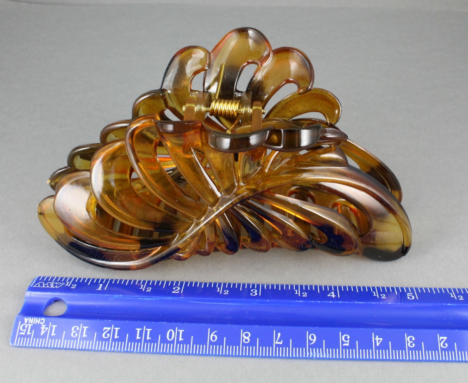 Brown Dk Brown plastic 4.75″ long barrette Big Huge hair clip claw clamp cutout