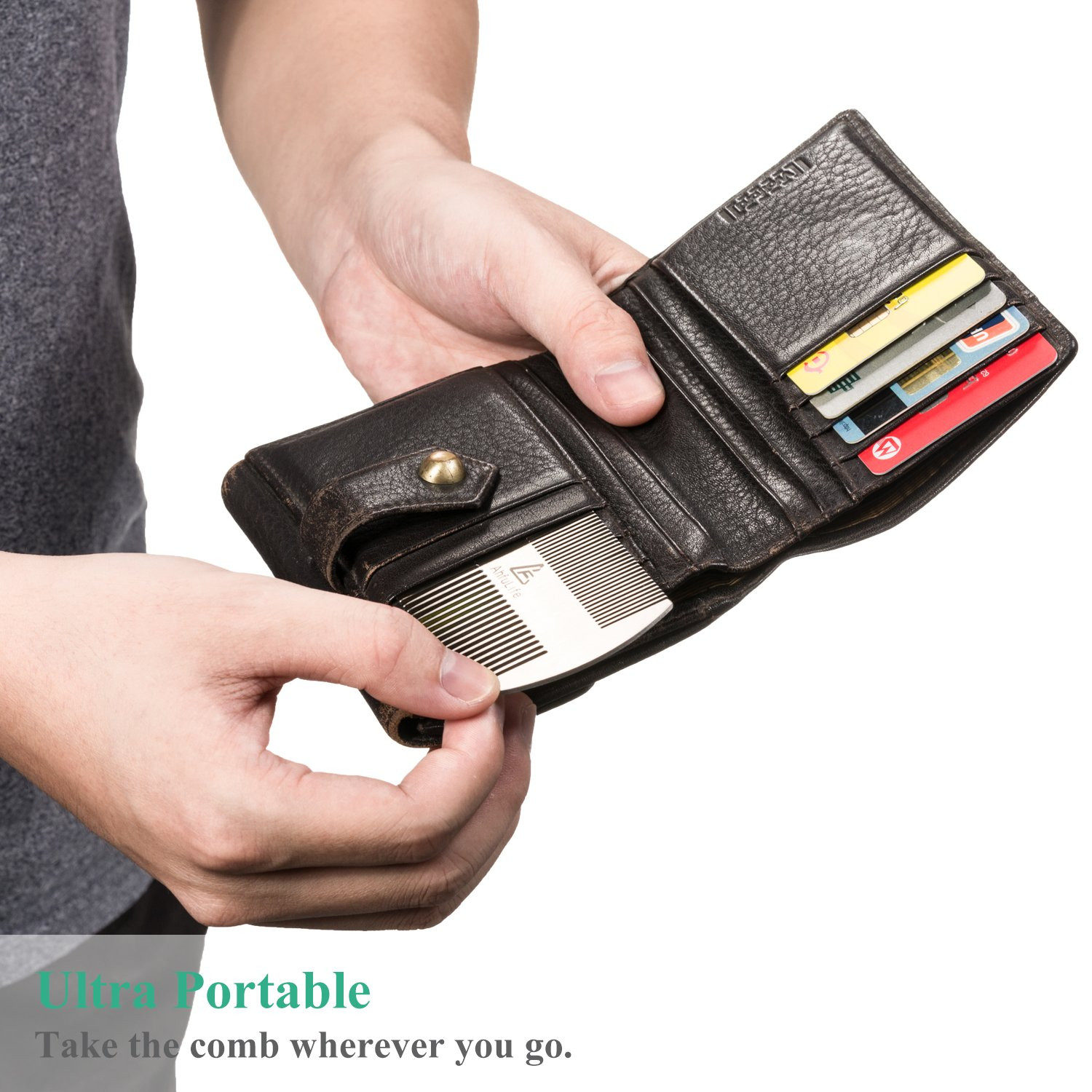 Metal Hair&Beard Comb – EDC Credit Card Size Comb Perfect for Wallet