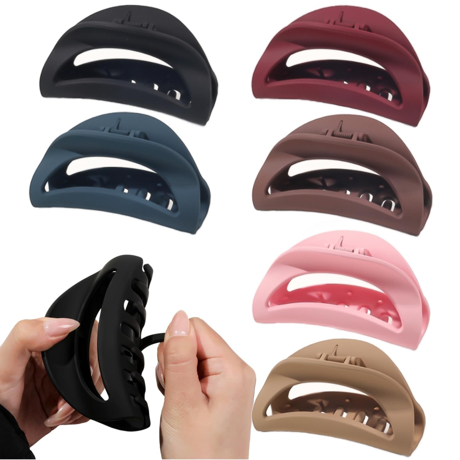 6PCS Silicone Claw Clips for Women, Soft Flexible 1 Count (Pack of 6), Mix