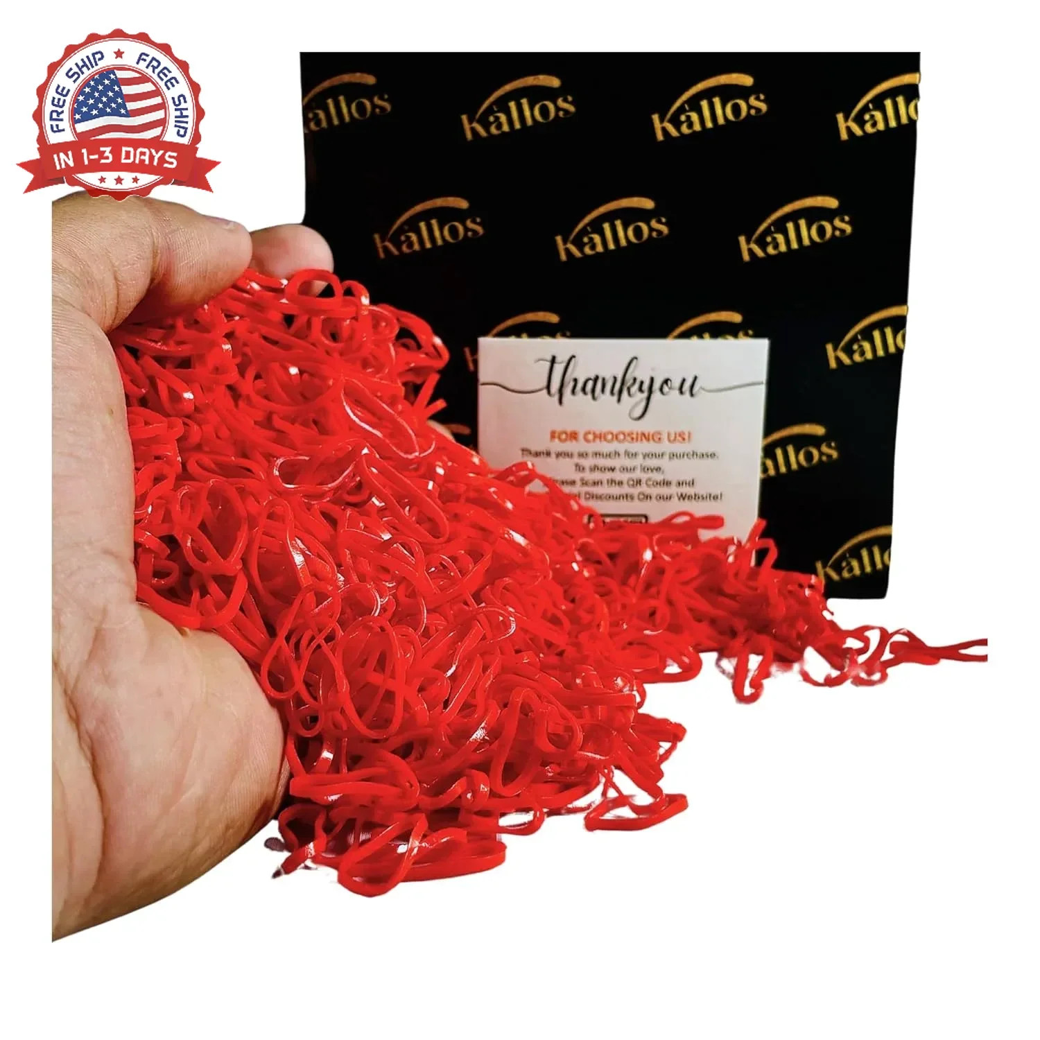 500 Pack Red Rubber Bands for Hair – 22mm Durable, No-Damage Elastic Hair Ties f