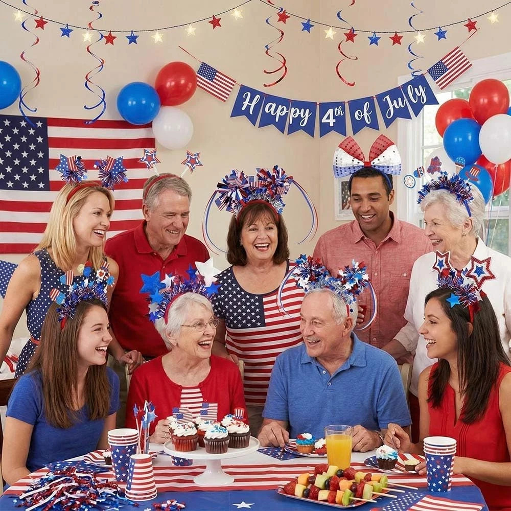 Blync 9Pcs 4th of July Headband, 250th Independence Day Sam Hat Hair Accessories
