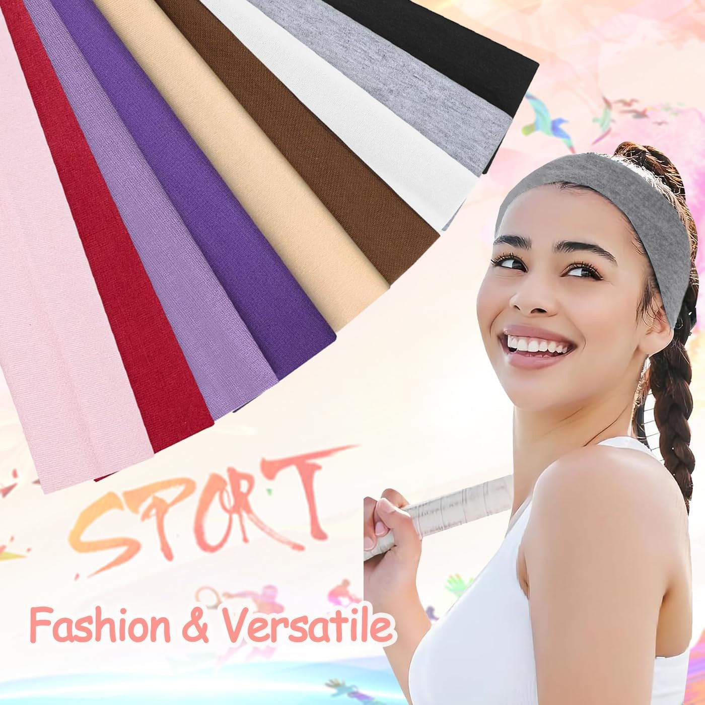 Headbands for Women Non Slip, 9Pcs Soft Elastic Hair Bands for Women’S Hair, Fas