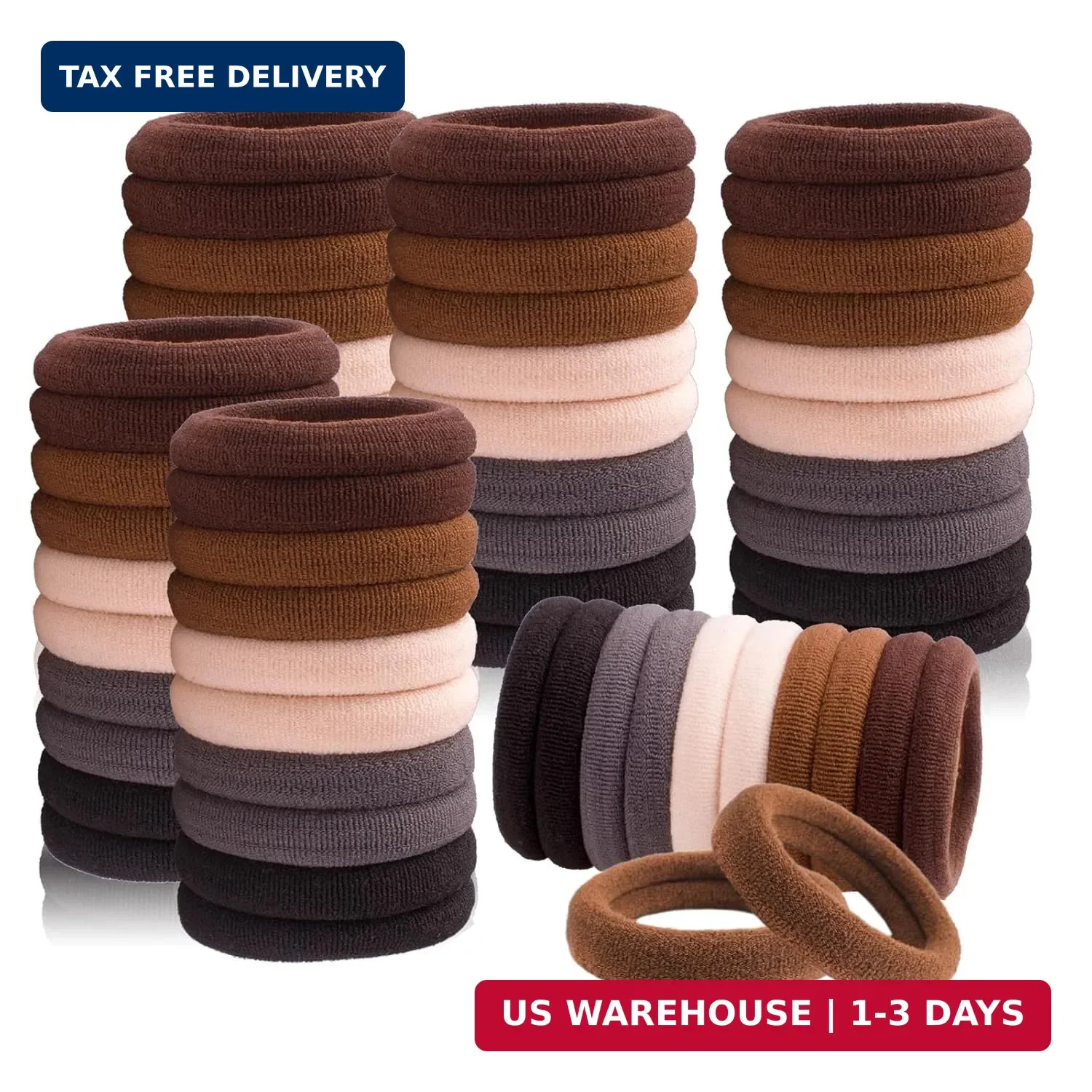 Hair Ties for No Damage, 100 PCS Soft Seamless Cotton & Nylon Elastic Ponytail H