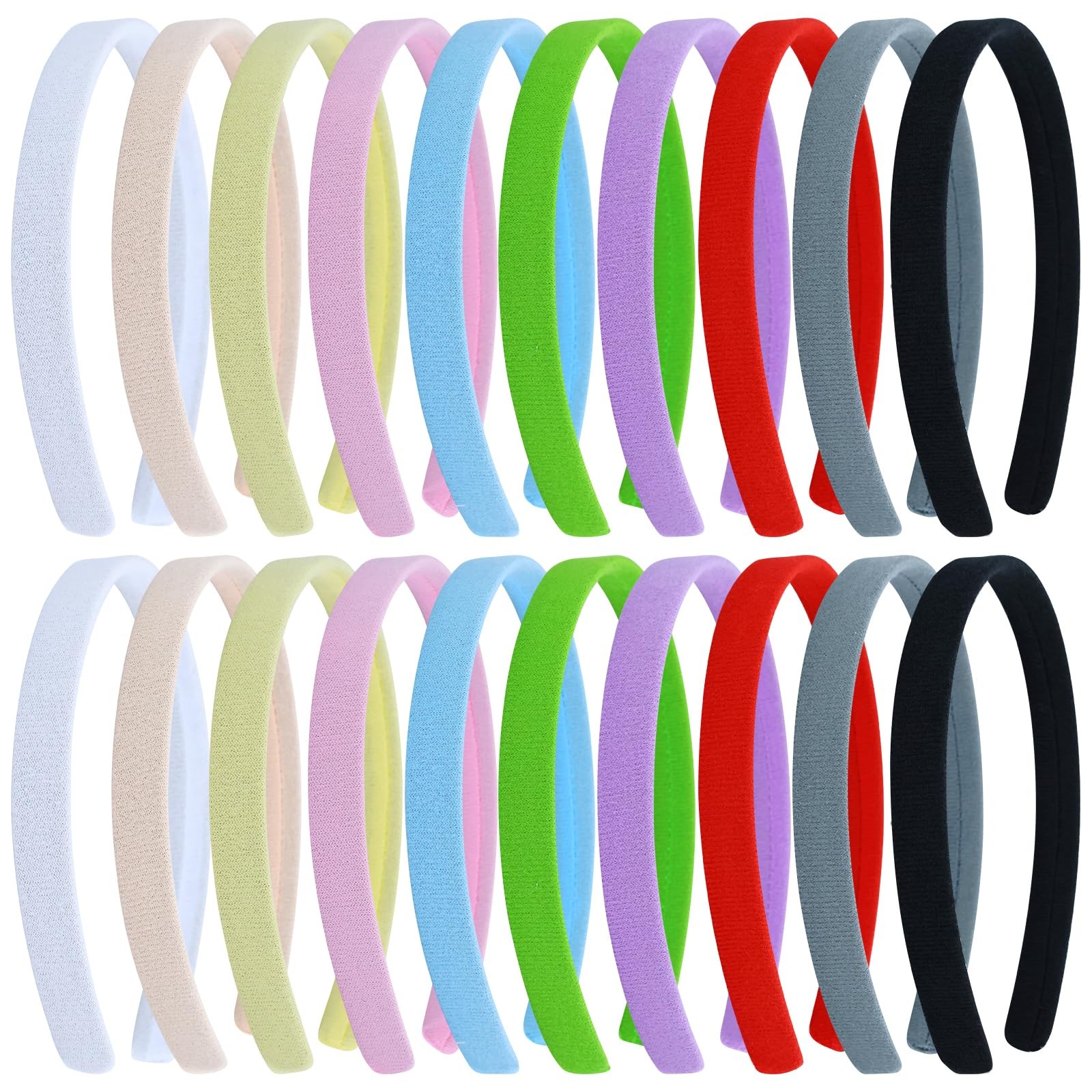 20 Pieces Width 1.5cm/0.6″ Solid Cloth Covered Blank Plain Plastic Headbands …