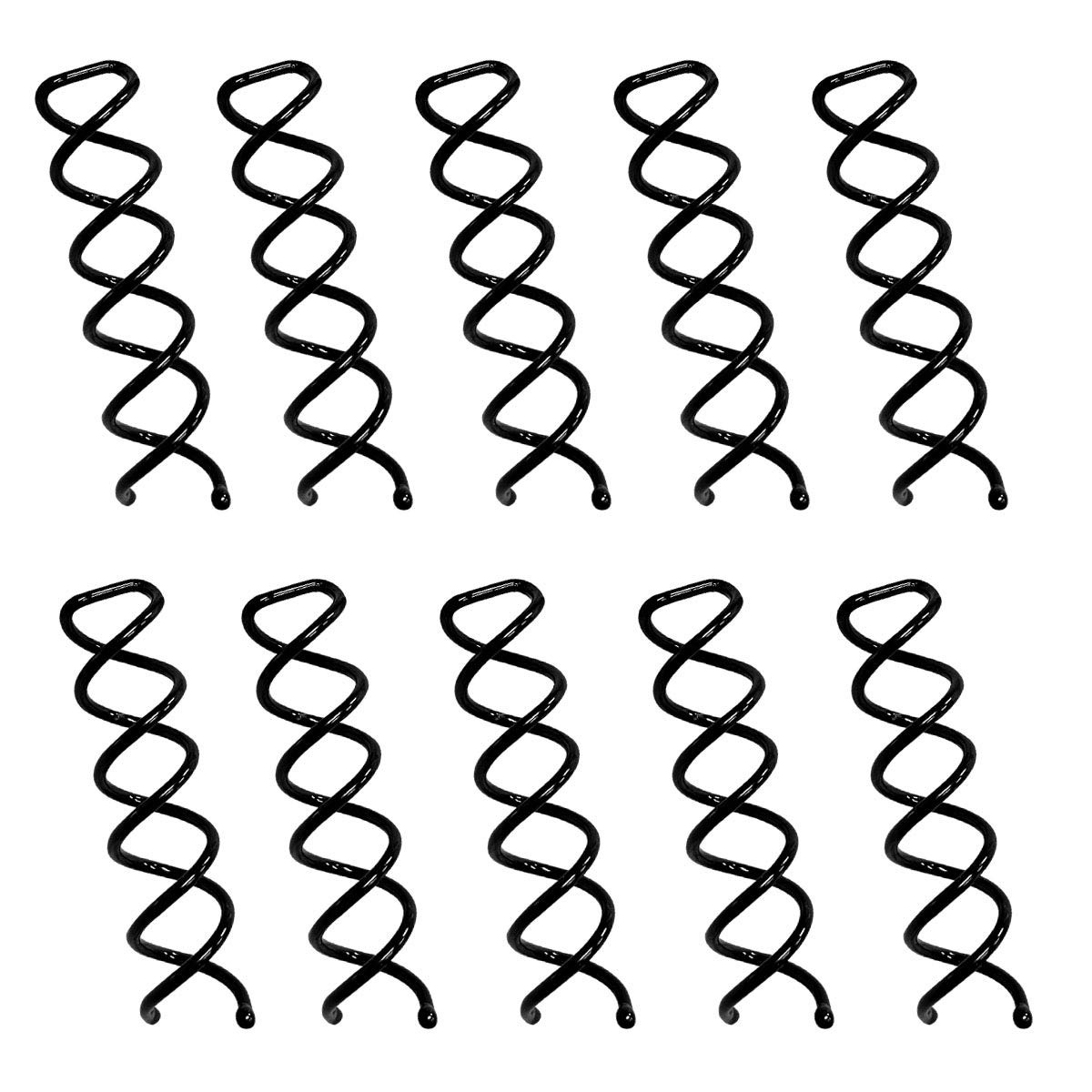 10PCS Spiral Hair Pins, Non-Scratch Tips Screw Pins for DIY Hair Style (Black)