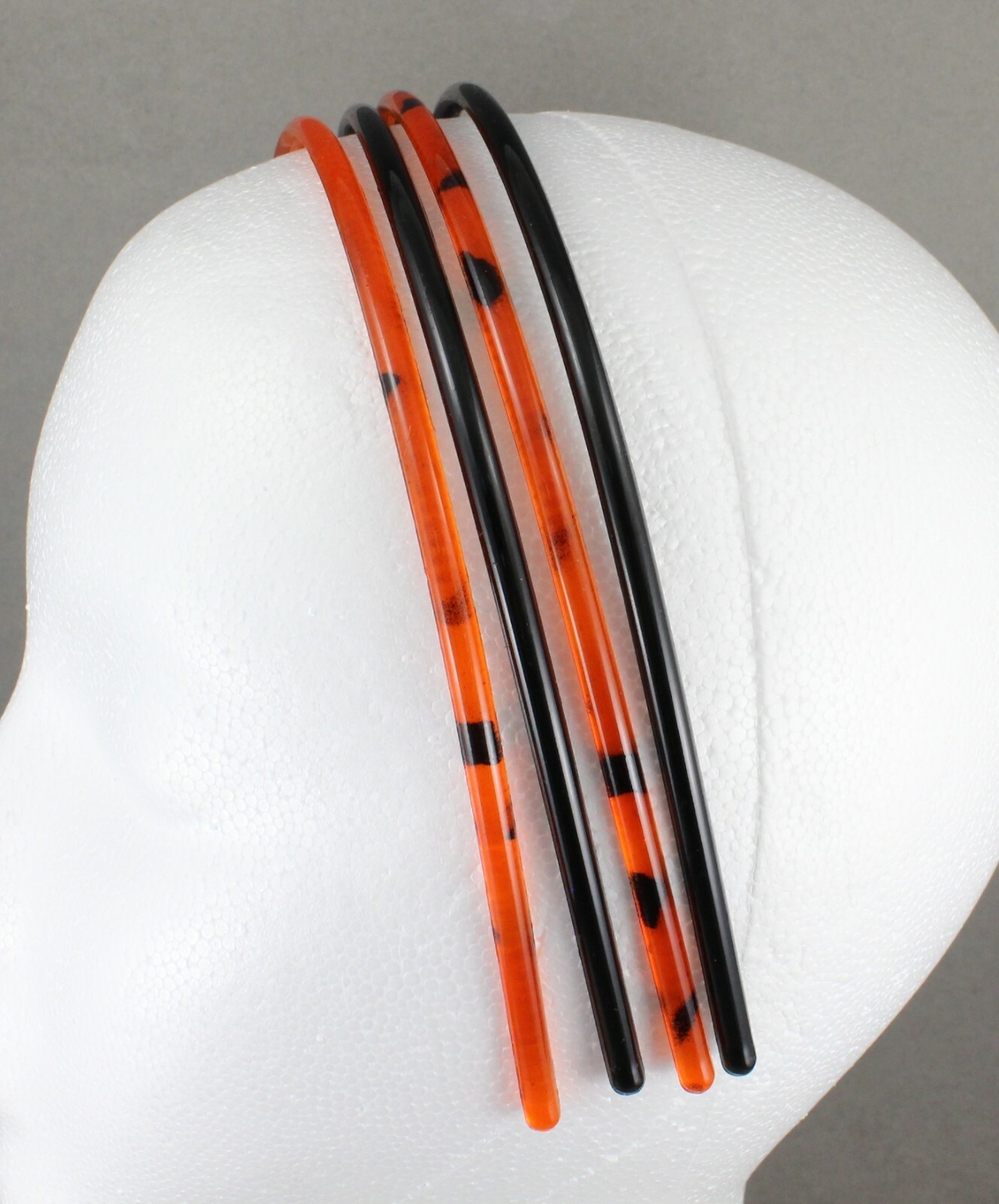 Brown Black 4 set headband pack plastic thin skinny narrow grip teeth