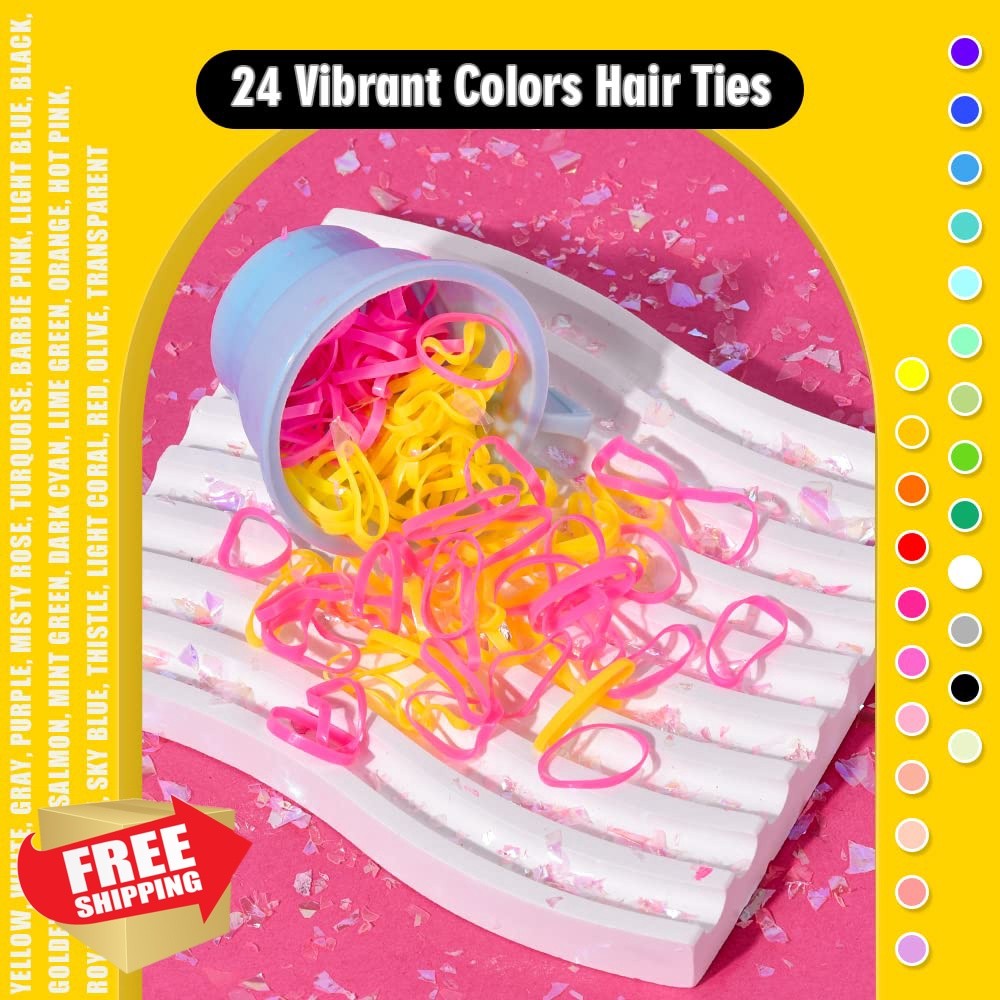 TsMADDTs 24 Colors Rubber Bands for Hair 2000 pcs