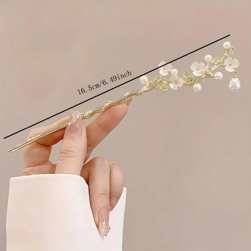 1pcs Elegant Chinese Style Tassel Hairpin – Traditional Floral Design Hair Stick