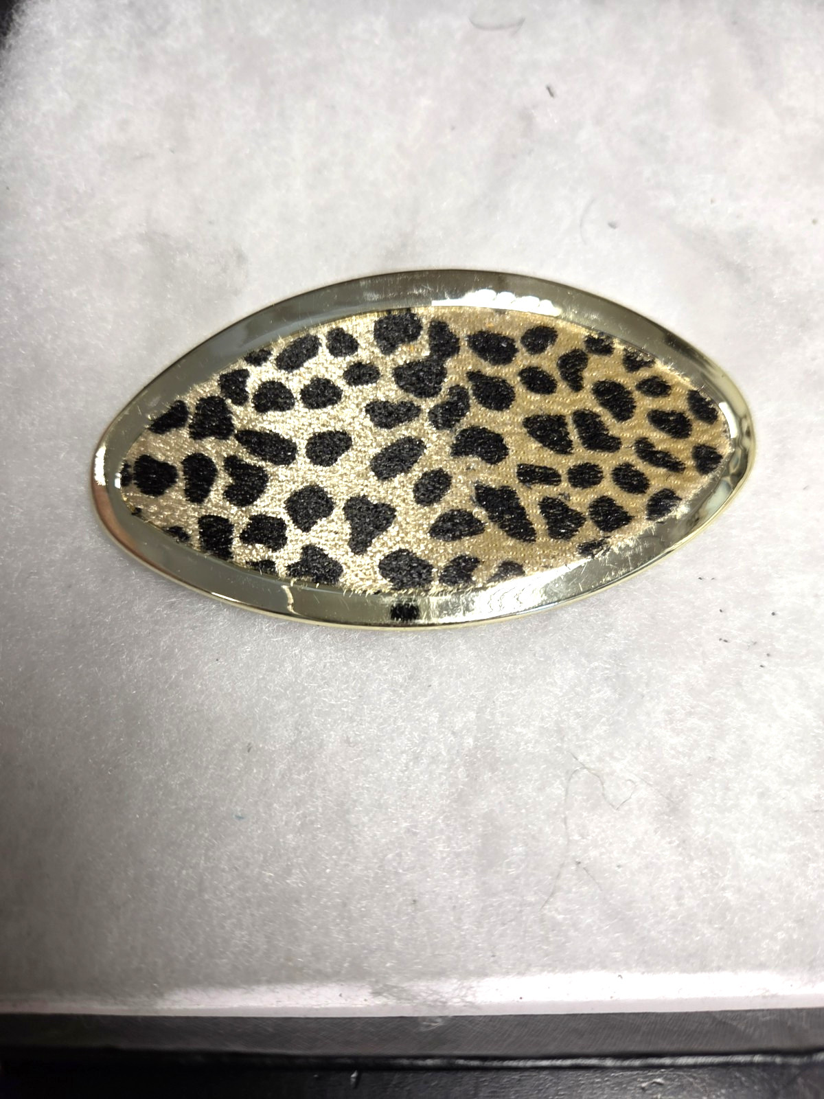 Vtg nos gold tone lucite Animal Print Hair Barrette Taiwan