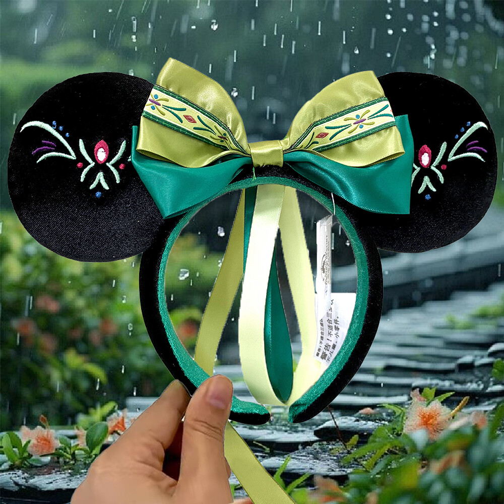 Disney Parks Princess Anna Frozen Fantasy Springs Green Headband Minnie Ears