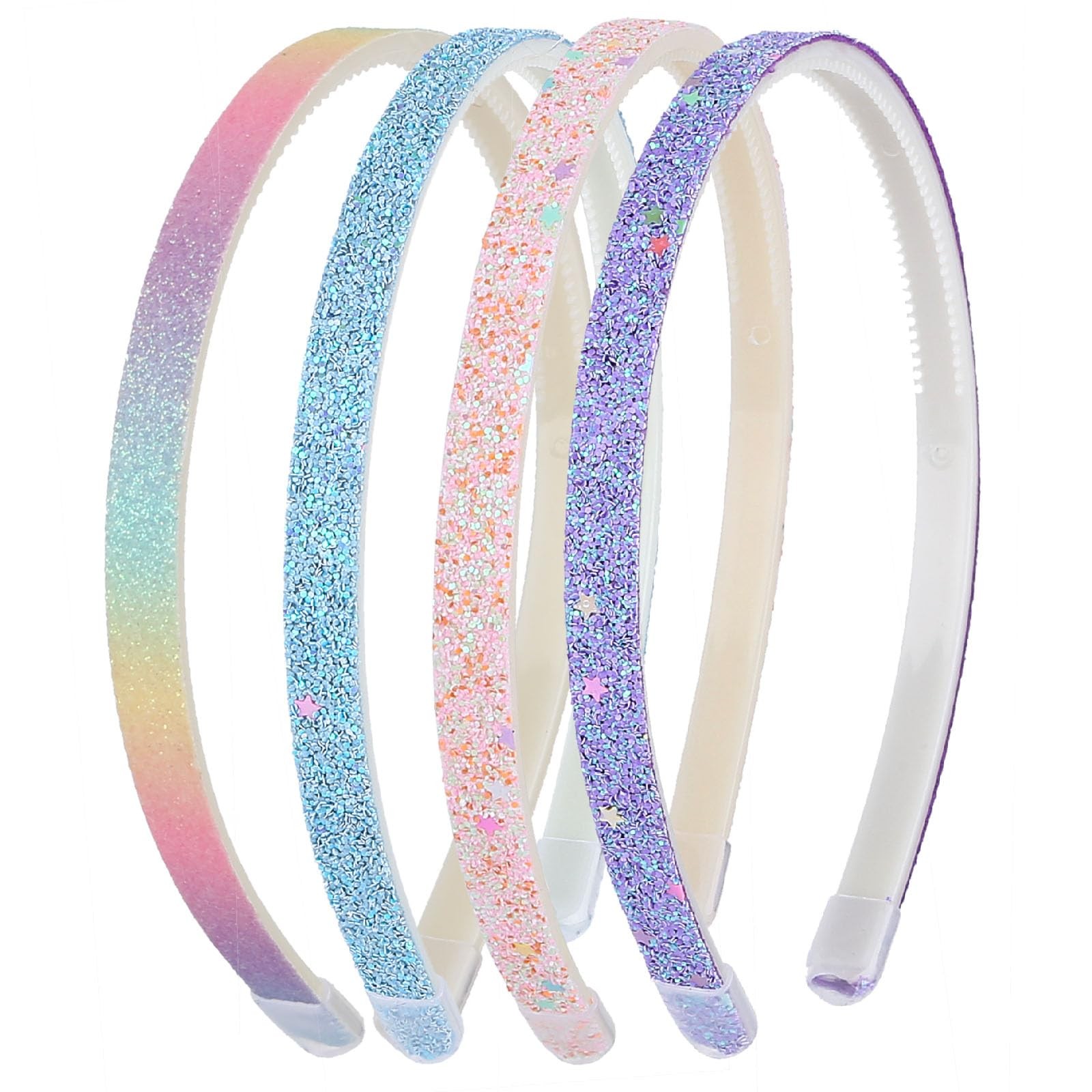 4pcs Plastic Sparkly Cute Non Slip Chunky Hairbands Solid color stars