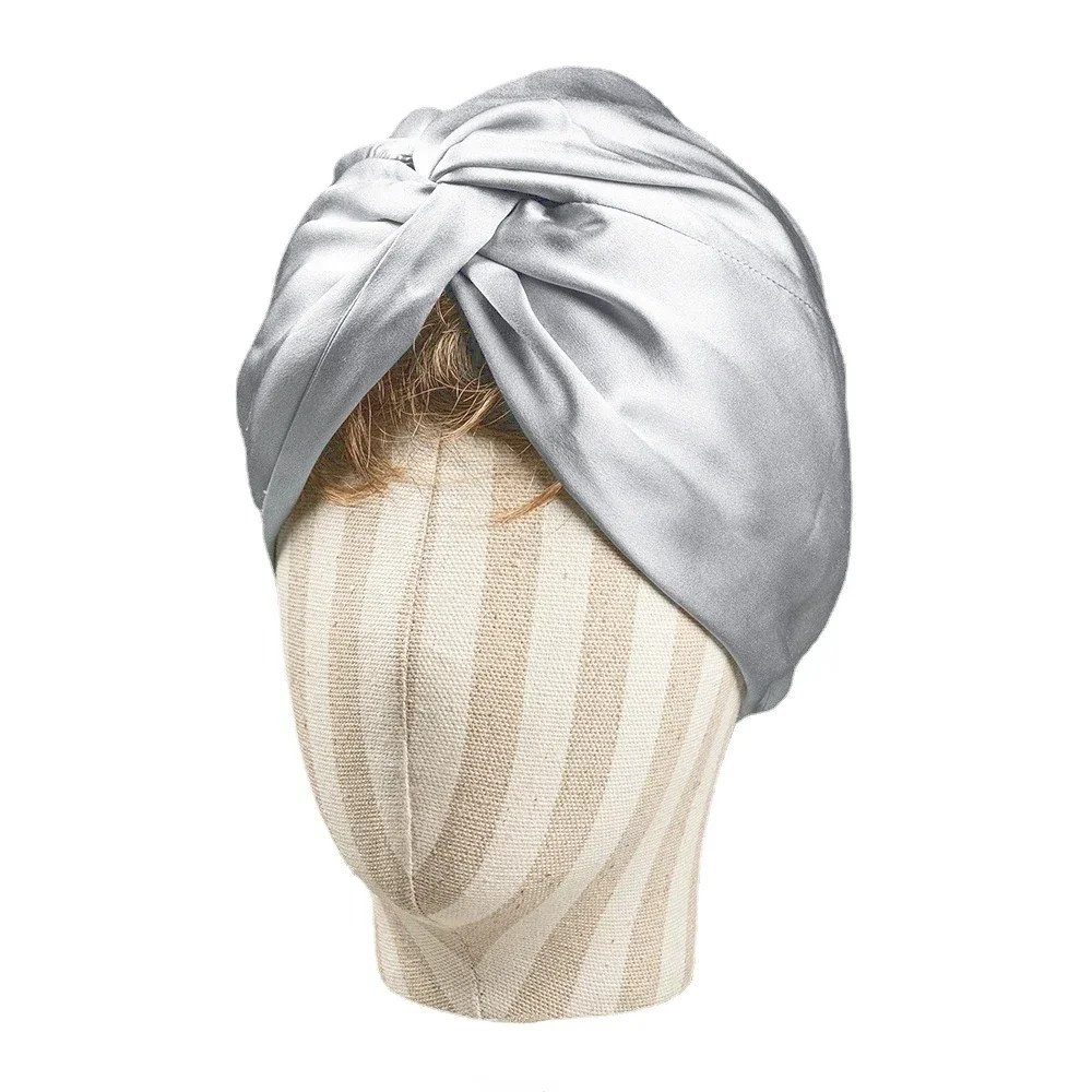 Mulberry 100 Silk Turban Bonnets for Women Twisted Sleeping Night Cap 19