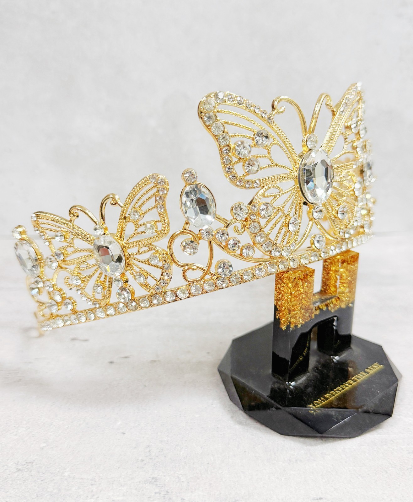 Gold butterfly tiara, Fairy Costume Tiara, cosplay headdress, clear stone crown
