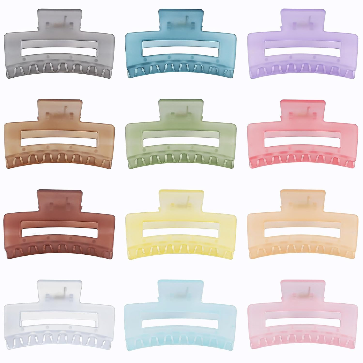 3.5 Inch Square and Rectangular Hair Clips – 12 Pcs Claw Clips for Thick and Thi