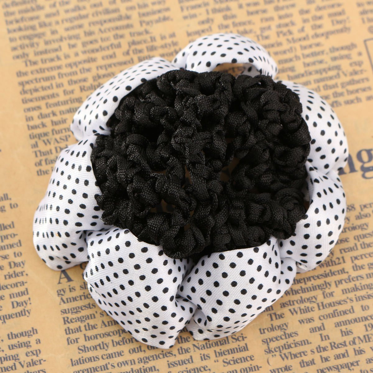 Yueton 4Pk Ballet Bun Hair Net Snood Polka Dot Bun Cover for Girls Women