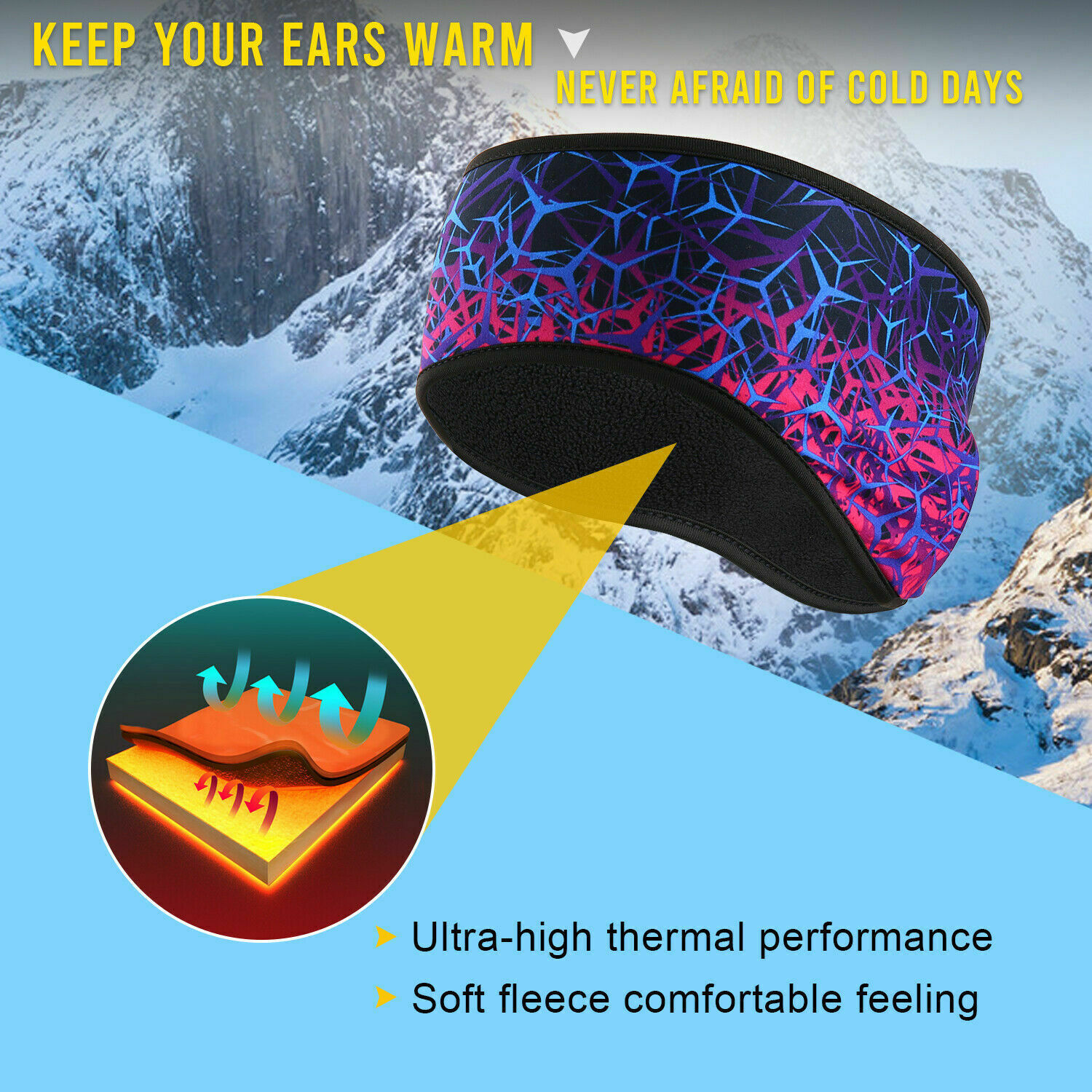 Womens Mens Winter Headbands Fleece Lined Ear Warmer Headband for Cold Weather