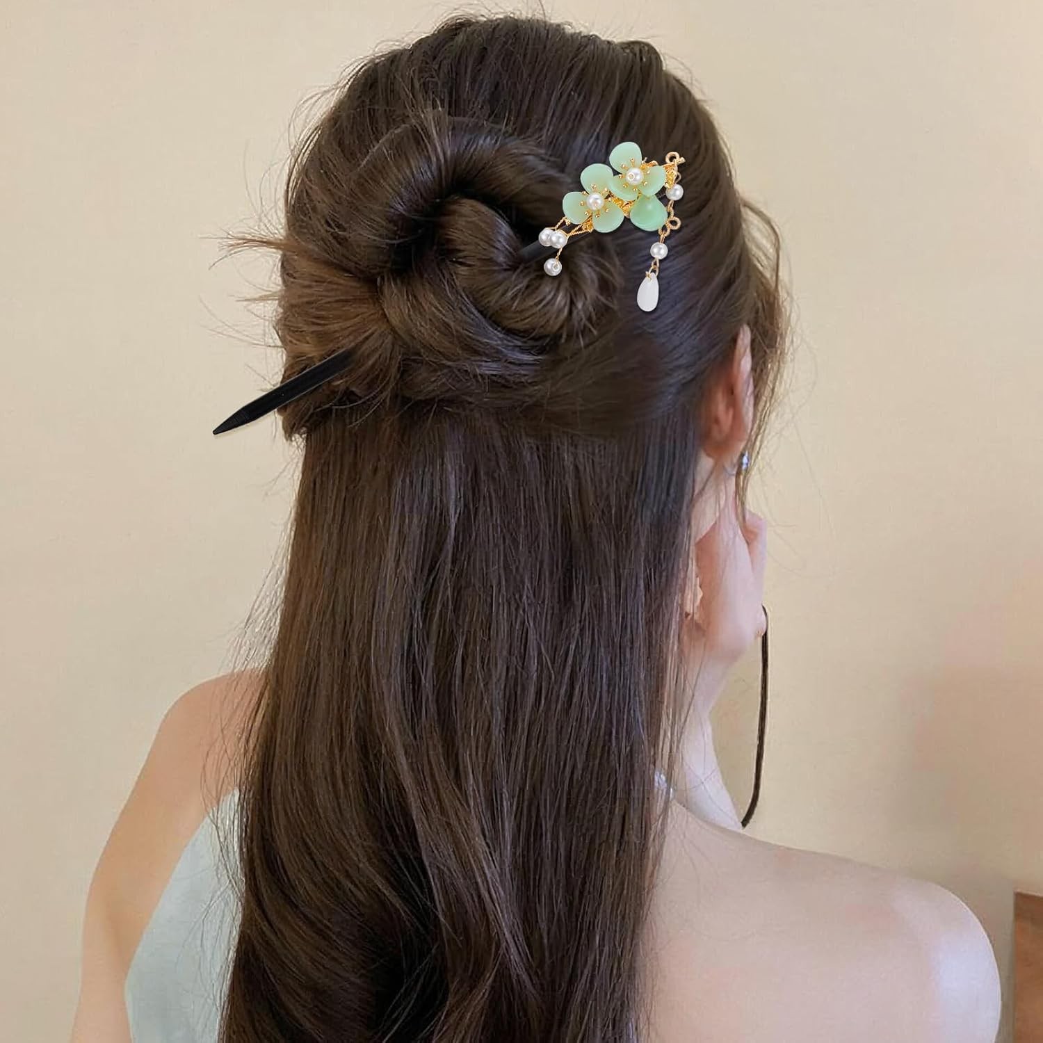 2 Pcs Wooden Floral Hair Chopsticks Chinese Hair Sticks for Women Retro Wooden H