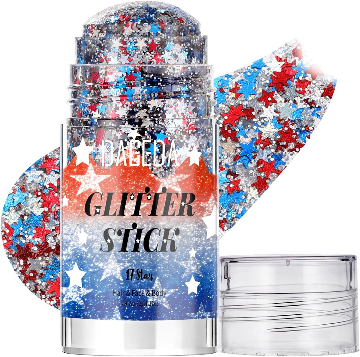 Red White Blue Body Glitter Stick,4Th of July Accessories Hair Face Glitter Make