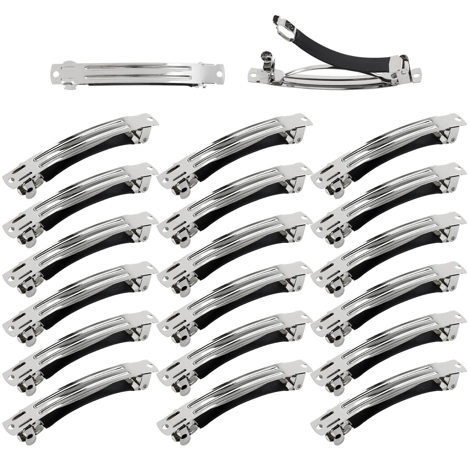 20 Pack 8cm/3″ Simple Plain Blank DIY Caft Silver Metal French Hair Barrettes…