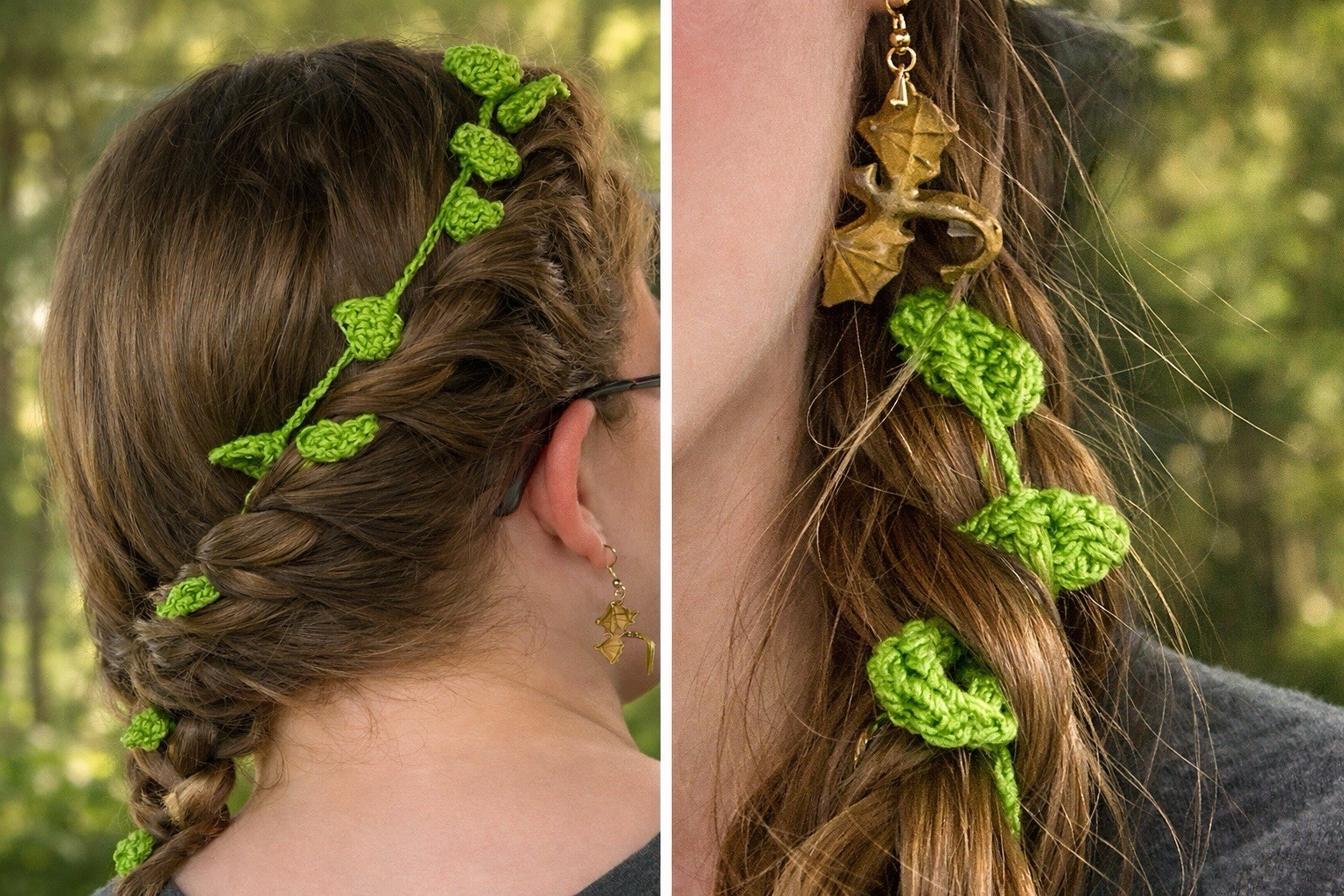 Crochet Hair Vines, Renaissance Fair Hair Accessory, Fairy, Wedding, Elf￼