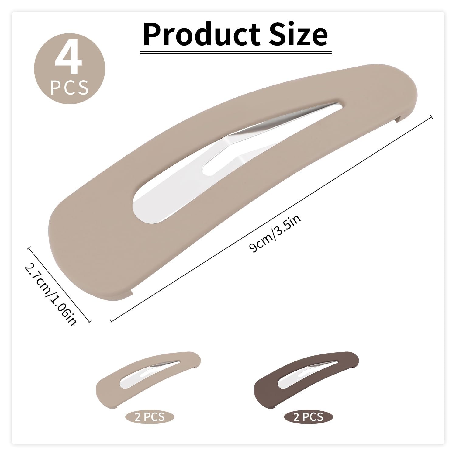 4PCS Large Snap Hair Clips, Acrylic Metal Hair Barrettes, Matte Snap Clips fo…