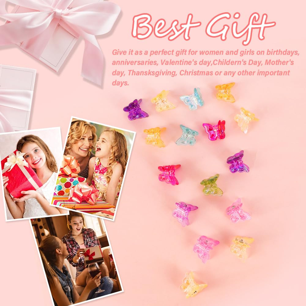 60PCS Mini Butterfly Hair Clips for Hair with Box Glitter 90s Y2k Hair Accessori