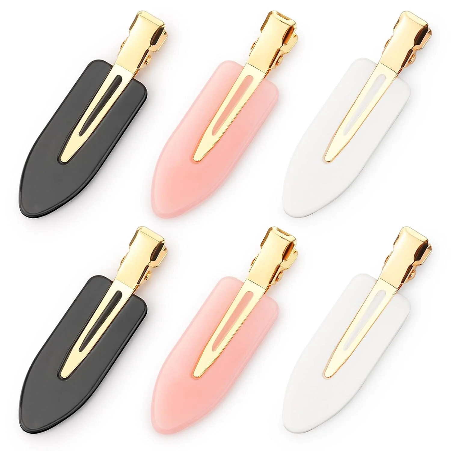 6 Pcs Creaseless Hair Clips No Bend No Crease Makeup Clips for Styling Golden