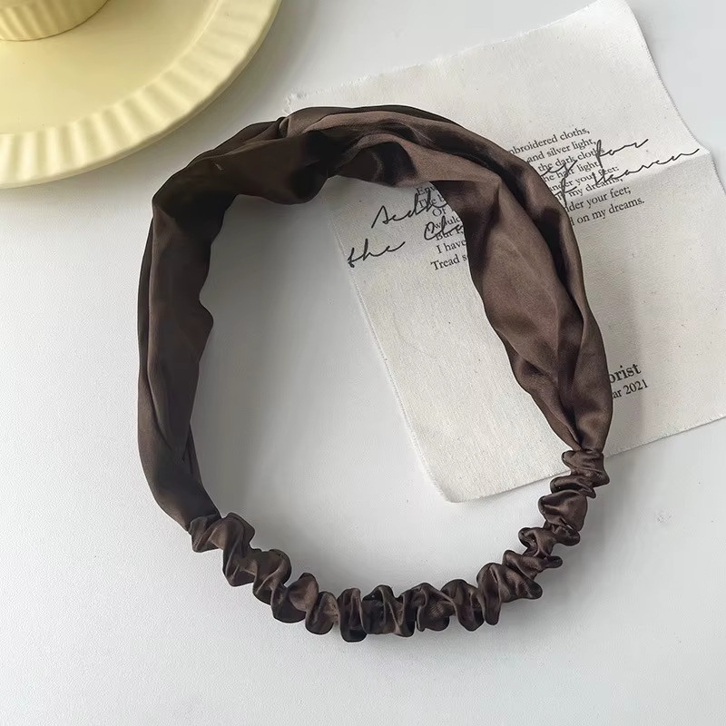 Satin Silk Solid Cross Top Knot Headband Elastic Hair Band Women Girls Scrunchie