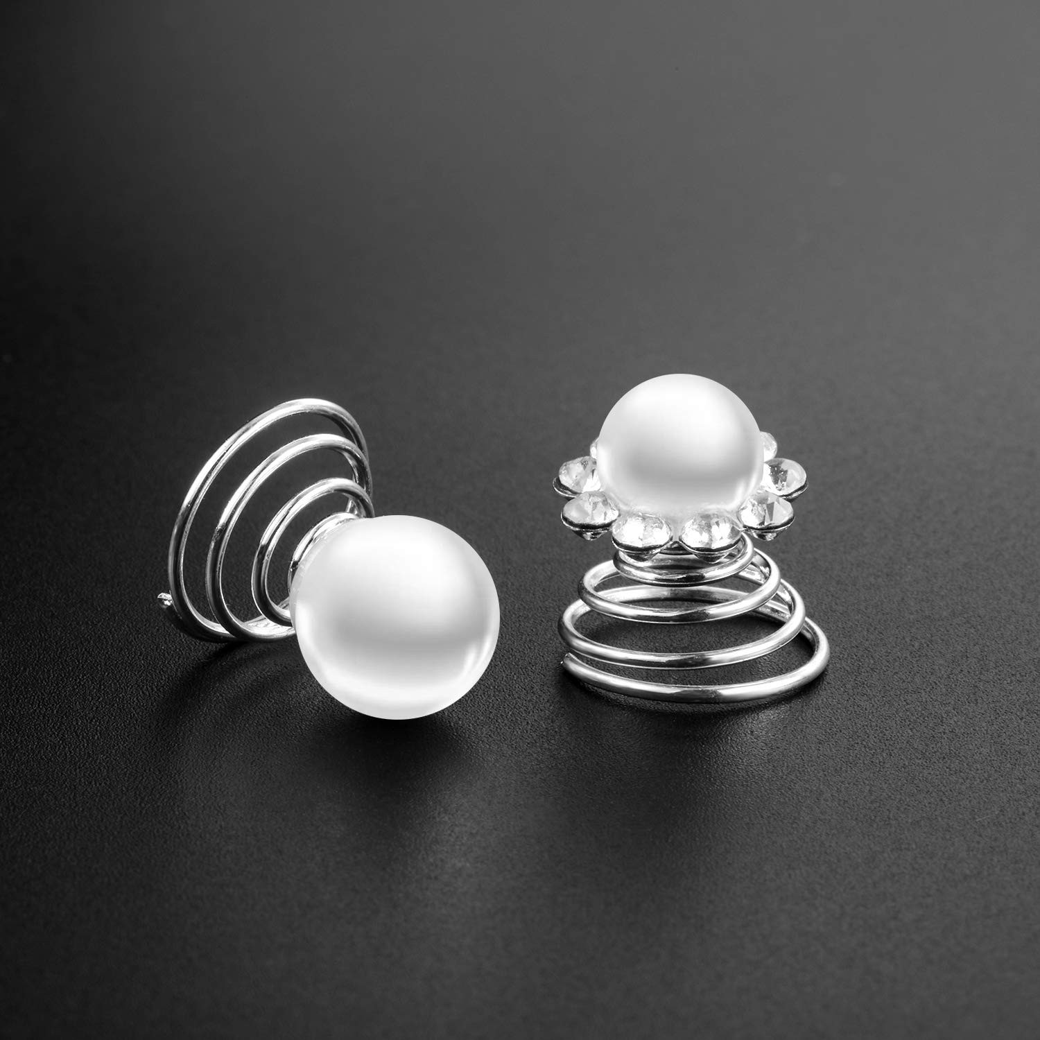 40 Pieces Rhinestone Crystal Twisters Set Spiral Hair Pins Silver Coils Rhine…